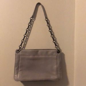 Grey Purse with metal chain strap